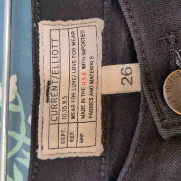 Current/Elliott Black Denim Jeans Distressed Pants - Picture 4 of 6